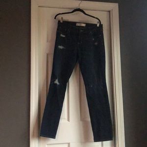 Dark denim distressed jeans